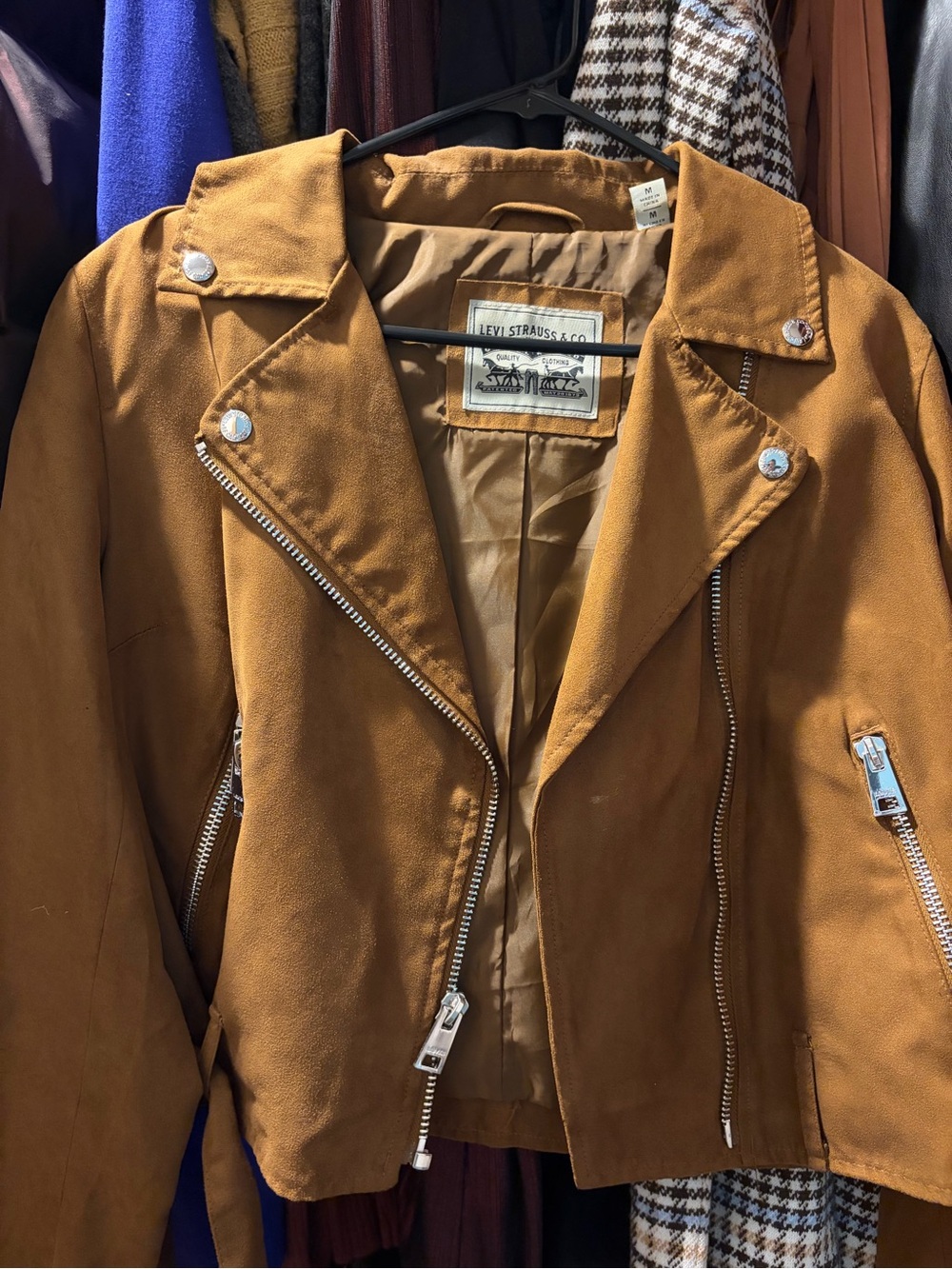 Levi's Women’s Brown Suede-Look Moto Jacket